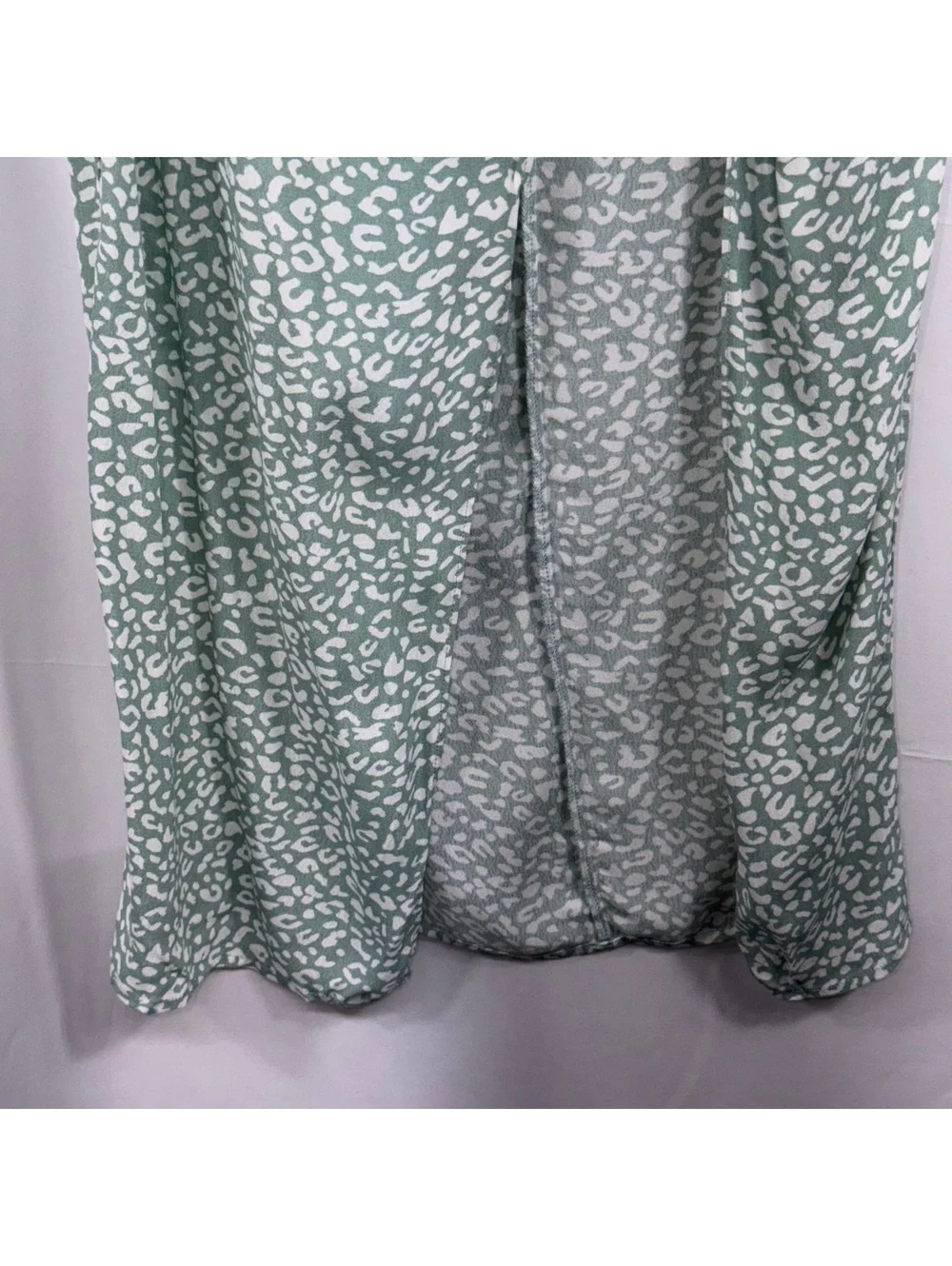 Blue Rain Women’s Small Sage Green Animal Print Wrap Maxi Skirt High Slit